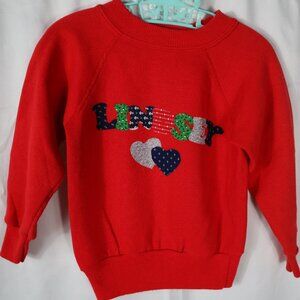 Vintage Girls 2T Personalized Linsey Sweatshirt Red Hanes for Tots USA